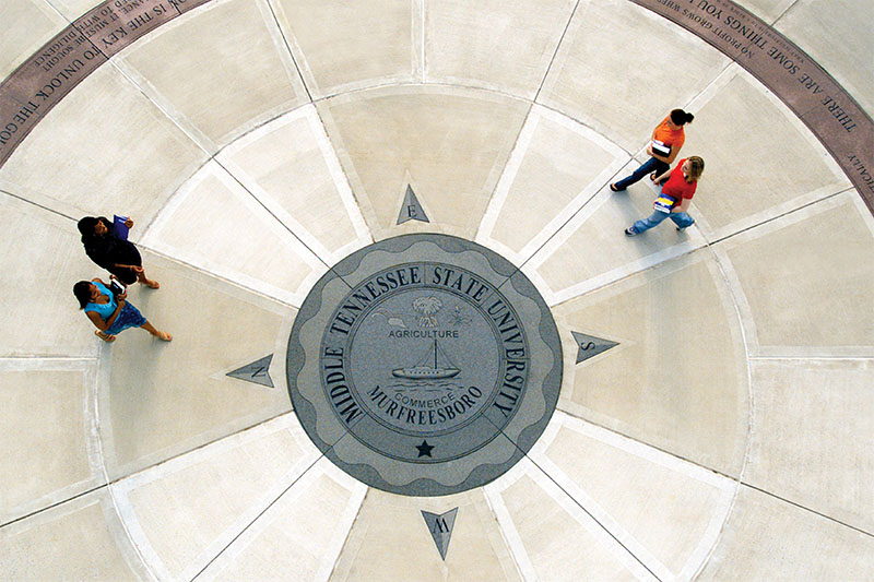 areal view of the seal of the city of Murfreesboro