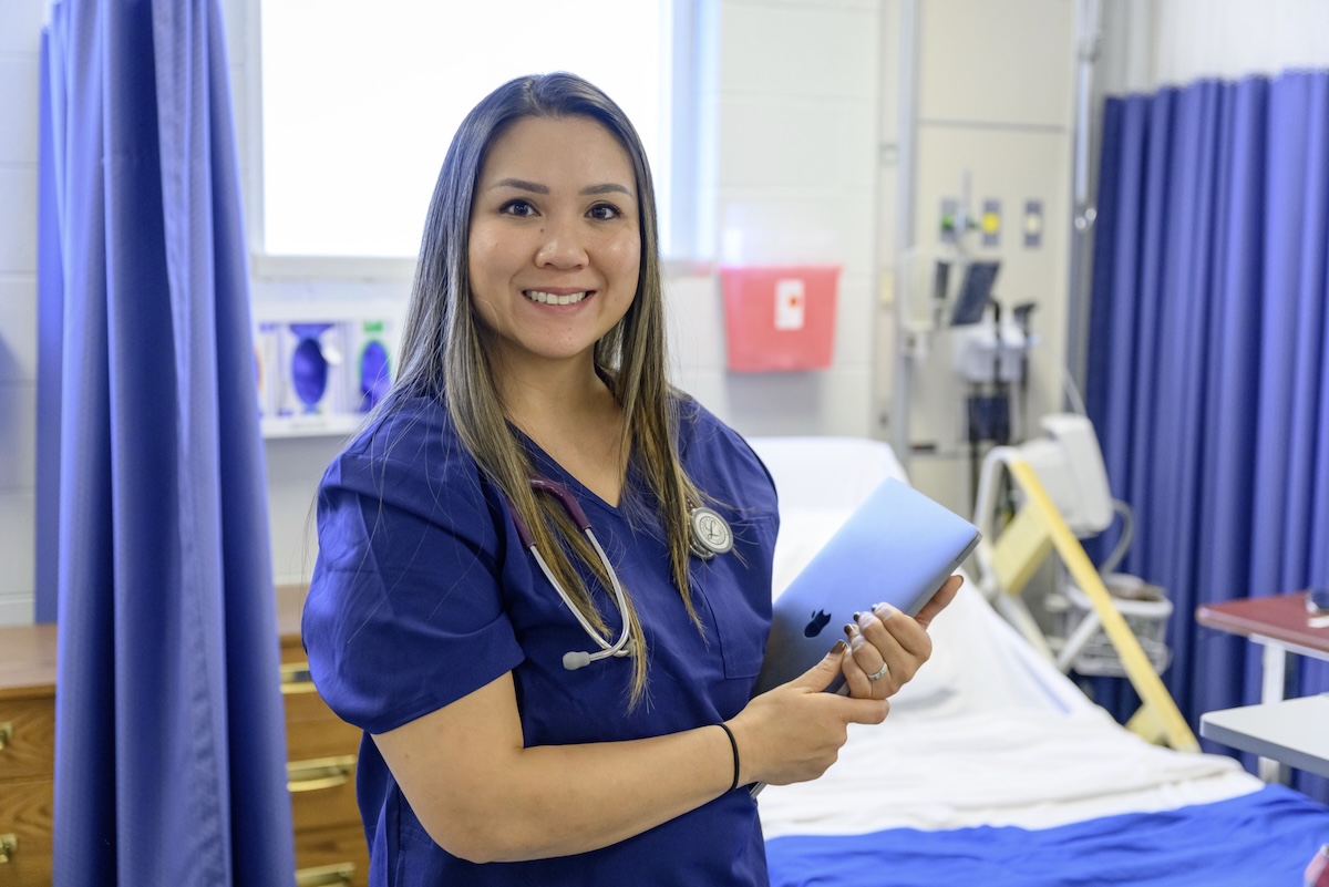 An MTSU nursing student in a lab